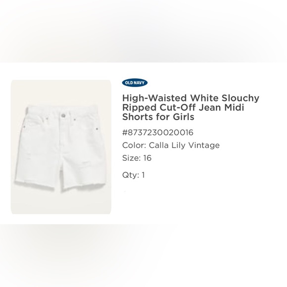 Old Navy High-Waisted White Shorts for Girls - Picture 4 of 4